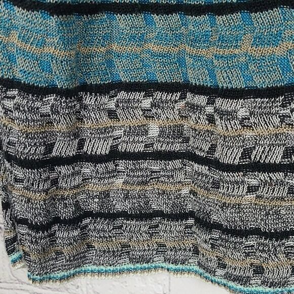 LOFT Women's Turquoise Blue Stripe Ribbed Cable Knit Sweater Skirt Soft Stretchy - Picture 5 of 11